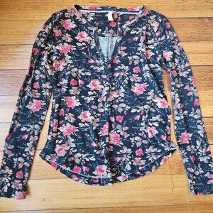Anthropologie Pilcro Long Sleeve Flower Print Shirt Size XS